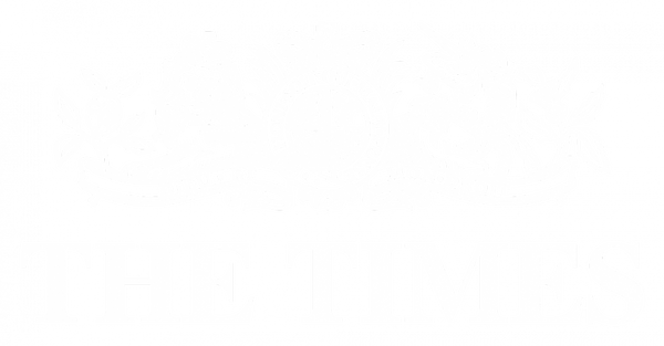 The Times newspaper logo features a lion unicorn and crown above the text THE TIMES in classic style.
